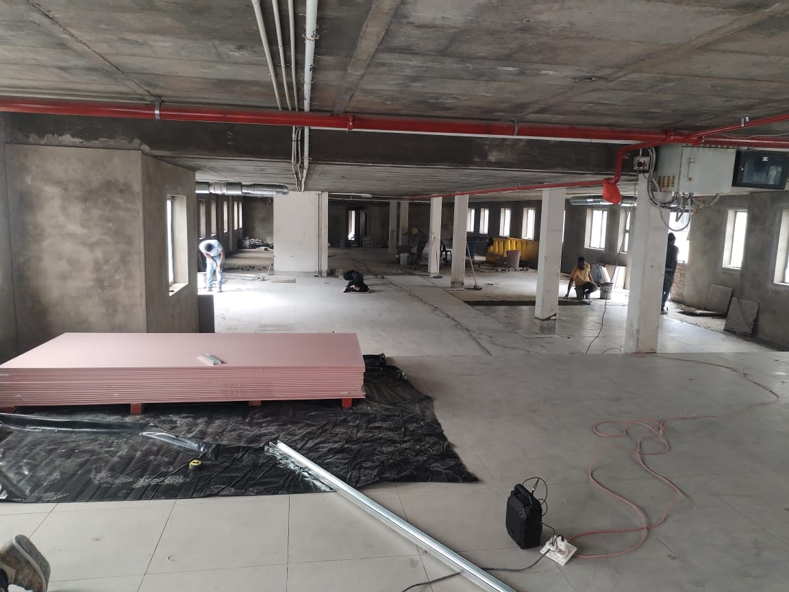 Completed drywall partition